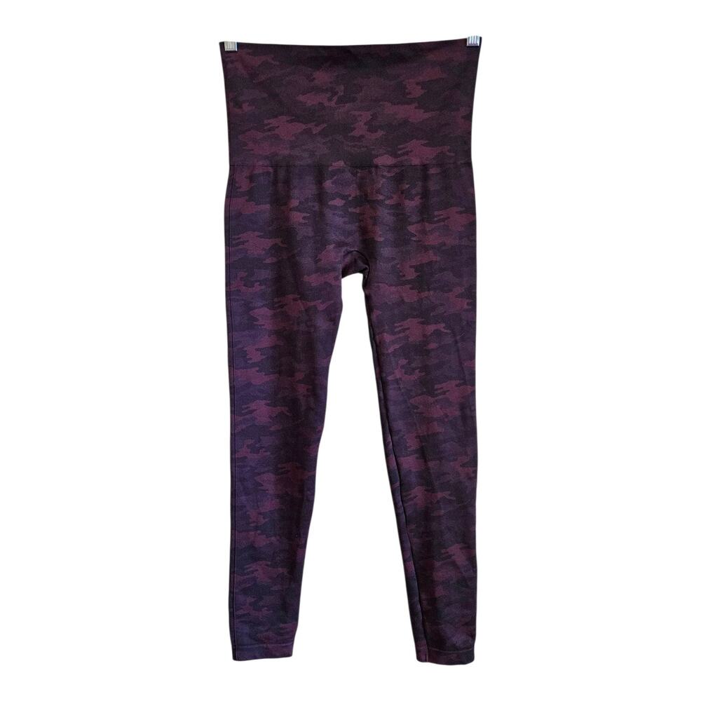 SPANX Women's Plus 2X Leggings Look At Me Now Seamless Ankle Plum Black Camo